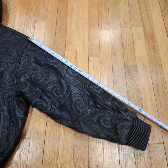 Sally & John New York Mens 4XL Hooded Leather Bomber Jacket Black Streetwear - Picture 8 of 16